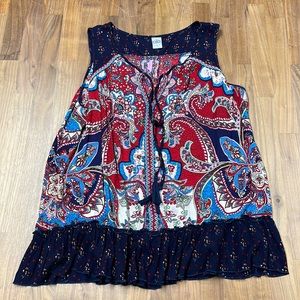 Bila tank top Boho Ladies Large Floral Tassel Paisley Embroidery Ribbon